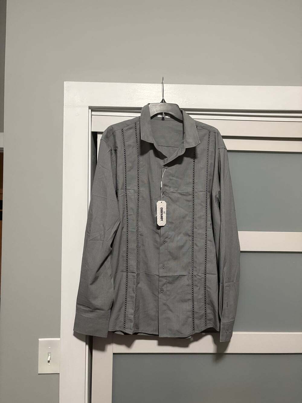 Coofandy Men's XL Light Gray Dress Button Front Shirt NWT